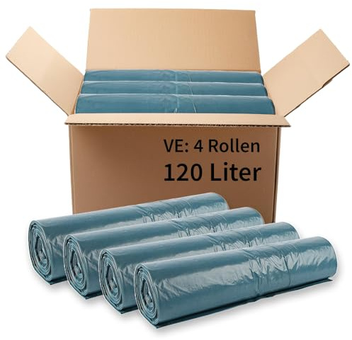 100 Stück, Müllbeutel, FRANZ MENSCH, 120 l, blau, LDPE, extra stark, robust