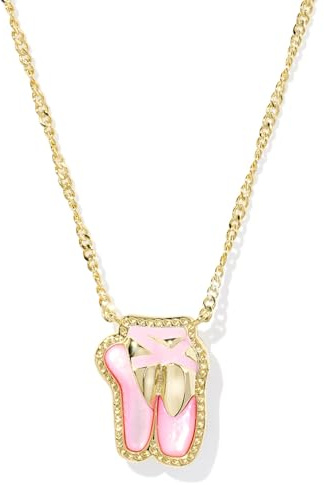 Kendra Scott Ballet Short Pendant Necklace in Blush Mother Of Pearl, 14k Gold-Plated Brass, Fashion Jewelry for Women