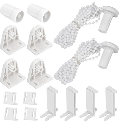 2 Kit White Roller Blind Holder, 17 mm Replacement Parts Klemmfix Roller Blind, Fittings Set for Blackout Roller Blind, Side Pull Roller Blind, Double Roller Blind, for Windows, No Drilling