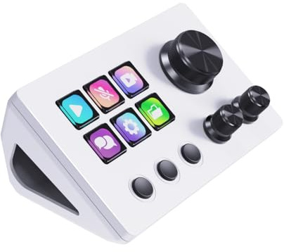 Basicolor N3 Teclado Macro con 6 teclas de acceso directo LCD, 3 botones y 3 controles deslizantes – Deck de control de transmisión programable para streaming (YouTube, OBS, Twitch), creación de
