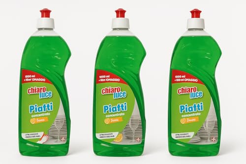 CHIARO LUCE Detergente Piatti Concentrato al Limone, Liquido, 1100 ml, Confezione Multipla, Sgrassante Profumato, per Pulizia Universale (3)