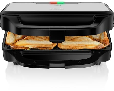 Arendo - Sandwichmaker mit Antihaftbeschichtung – 900 W - automatische Temperaturregelung – Sicherheitsverriegelung - Sandwich Maker - Sandwichtoaster für Sandwiches, Toast, warme Snacks