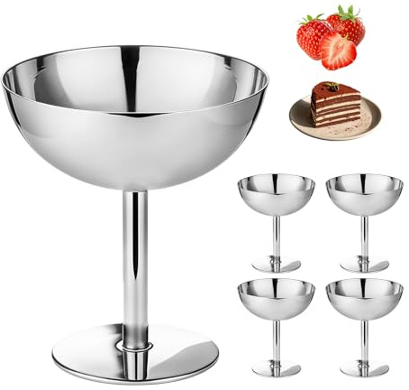 4 Pezzi 150ML Tazza Per Gelato In AcciaioS InossidabileS,Coppe Vintage In Acciaio Inossidabile,Ciotole Per Gelato In Acciaio Inossidabile Per Gelati,Dessert,Coppe Gelato,Matrimoni,Feste,Ristoranti