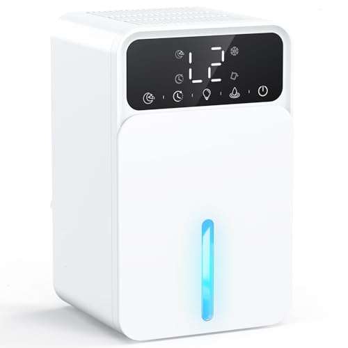Deumidificatore Casa Muffa, 1500ml Deumidificatori Portatile, Modalità Sonno, 28dB Funzionamento Silenzioso Deumidificatore Muffa, Spegnimento Automatico, Timer 12 Ore, per Casa Bagno