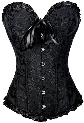 Everbellus Mujeres Fajas Bustier Gótico Encaje Vientre Plano Dieta Corset Top, Negro, XXX-Large