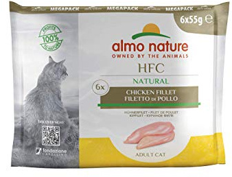 Almo Nature - HFC Natural - Filet de Poulet – Nourriture Humide pour Chat Adulte: 6 sachets fraîcheur de 55g