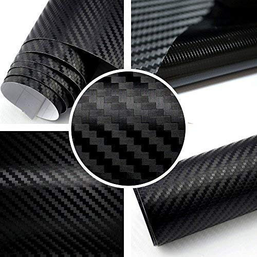 TipTopCarbon 6,57€/m² 3D Carbon Folie schwarz BLASENFREI 2m x 1,52m mit Luftkanäle Autofolie selbstklebend