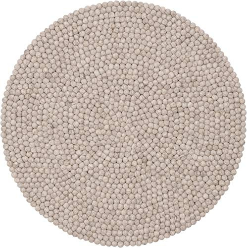 myfelt Filzkugelteppich Béla - Ø 50 cm, ideal für Schlaf, Wohn, Kinderzimmer, Flur & Bad, beige