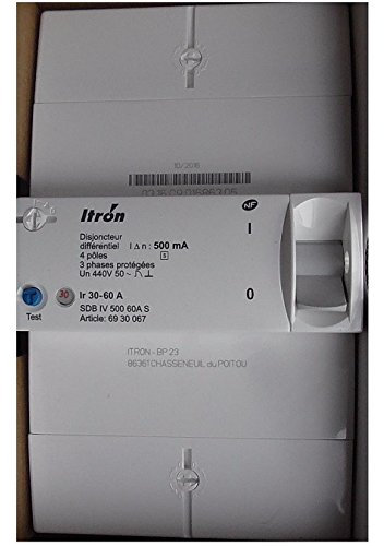 Itron 400029 - Disjoncteur de Branchement EDF type 4P - 30-60A - 500mA - Sélectif - SDB IV 500 60A S