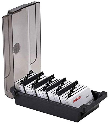 Caja para tarjetas de visita, 500 tarjetas de visita, caja de almacenamiento, índice de negocio, organizador de tarjetas con separadores.