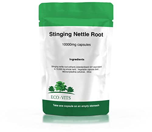 ECO-VITS Organic STINGING Nettle Root Extract 10,000 MG 240 CAPS. Recyclable Packaging. Sealed Pouch
