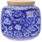 Ceramic Vintage Chinese Style Tea Canister with Airtight Wood Lid - 230ML Blue Tea Storage Jar for Kitchen Spice Coffee Condiment