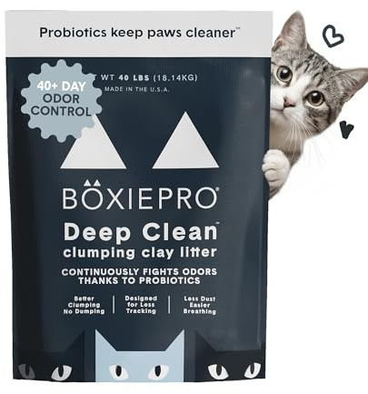 Boxie Probiotic Cat Litter, 40 Day Odor Control, Clumping Clay Kitty Litter, Odor Eliminating Probiotics, Dust-Free, No Fragrances No Fillers, 40 lb