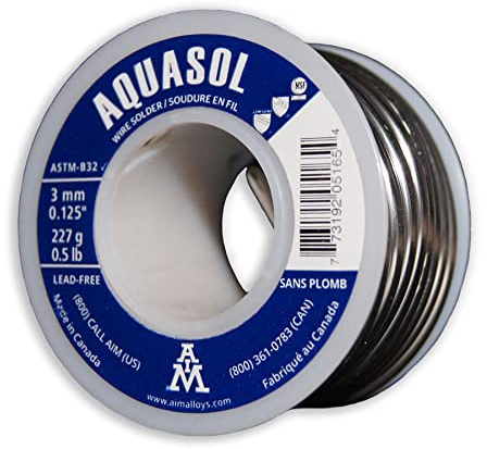 AIM Lead-Free Plumbing Solder, Silver Bearing, 0.125inch dia, 1/2 Lb Spool