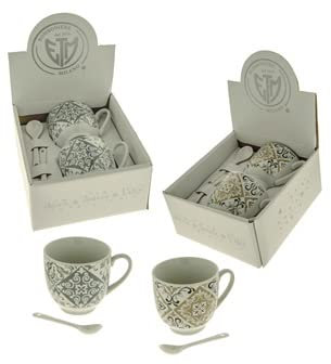 PuntoCasaStore Ponza Set 2 Tazze da Cappuccino H.7 2 Ass. con Scatola Idea Regalo BOMBONIERA (1 Solo Set dei 2)