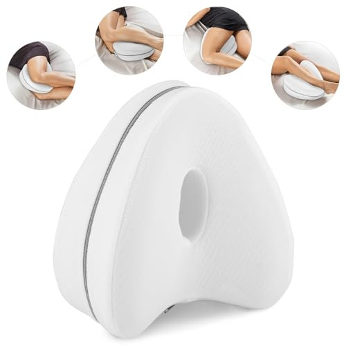 Towwoo Kniekissen für Seitenschläfer, Orthopädisches Kissen für Bein, Ergonomisches Memory Foam Kissen zum Schlafen auf der Seite, Hüft-, Rücken- und Ischias-Schmerzlinderung (Grün) (Weiß)