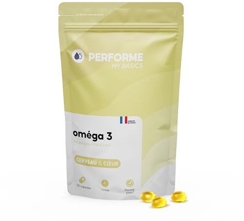 Oméga 3 - Huile de Poissons Sauvages EPAX® - Cerveau & Cœur - 400mg dont 200mg EPA +150mg DHA - 30 capsules -1 mois de cure - Issu de pêche durable - My Basics Performe