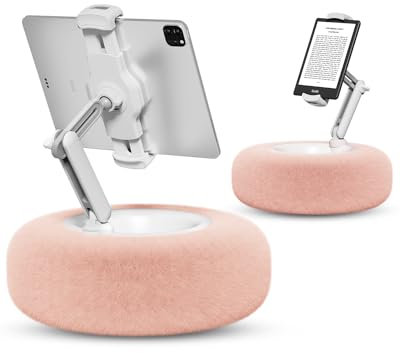 viozon Tablet Ständer, Kindle Kissen Halterung, Kompatibel mit 4,7 Zoll-13 Zoll Telefon/Tablet, iPad, iPhone, Kindle, Handy Ständer, Höhen Winkelverstellba, 5,7 Zoll Abnehmbare Kissen, Rosa