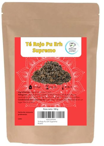Té Rojo Pu Erh Supremo I Té Antioxidante, Té Energético y Té Digestivo I Pu Erh natural I Té rojo a granel en Hojas Sueltas (50 tazas) 100 g (Supremo)