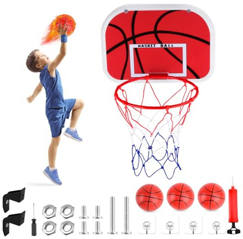 HGRGHH Mini Basketballkorb Kinder, Mini Basketballkorb fürs Zimmer mit Ballpumpe und 3 Ball, Basketball Korb Indoor Set für Kinder, Sport Spielzeug Geschenk für Jungen und Mädchen ab 3 Jahren