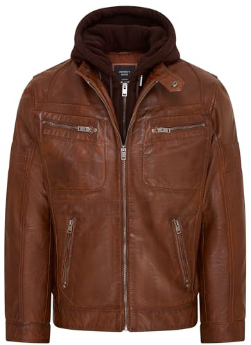Veste de Motard à Capuche en Cuir Pour Hommes Avec Capuche Amovible