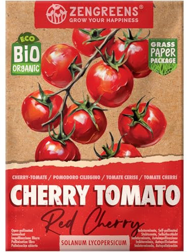 ZenGreens® – Graines de tomate cerise bio - Semences potagères - Graines de légumes pour une culture facile au jardin, sur le balcon ou dans un potager surélevé - Red Cherry