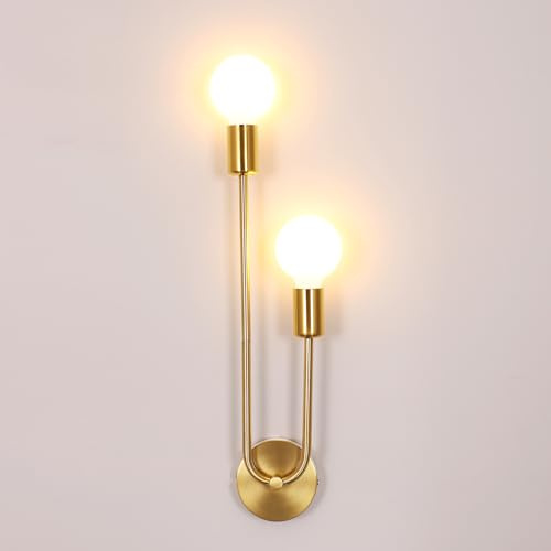 Comely Applique Murale Interieur, 2 Lumières E27 Lampe Murale Industrielle, Luminaire Mural Moderne pour Salon, Couloir, Escalier, Chambre à Coucher