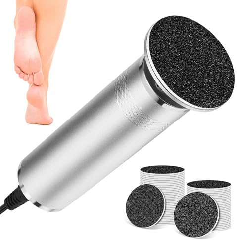 Rapeuse Pieds Pedicure Electrique, Râpe Anti-Callosités Electrique pour Pieds Vitesse Réglable, 60 Tampons, Lime à Pied pour Peau Morte Rappe Ponceuse pour Enlever les Peaux Mortes et Dures