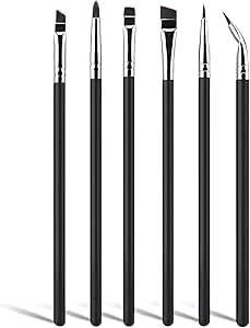 6-Piece Professional Eyeliner Brush Set for Precise Eyebrow and Eyeliner Application with Ultra-Flat Angled Design