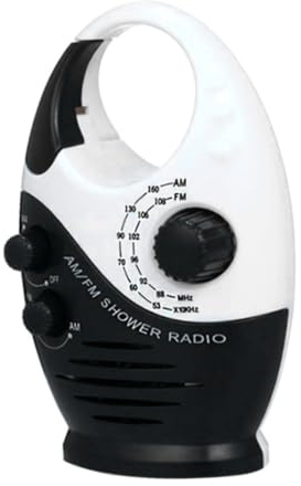Mini FM Am Ducha Impermeable Música Colgando Radio Traje Baño Cabina De Baño Negro Potentes Altavoces Hi-Fi Radio Portátil Operado, Ducha Am/FM Impermeable