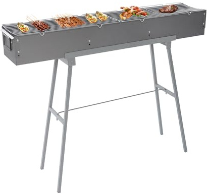 Träkolgrill, picknickgrill med 2 grillnät, lastkapacitet 40 kg, höjd 67 cm, avtagbara BBQ grillar, för picknick, resegrillkvällar