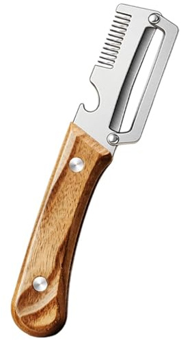 Pelatore Multifunzione | pelatura in acciaio inossidabile con manico in legno | Pelapatate Affettatrice e Tagliaverdure | Per Patate Cetrioli Ananas Mango Alimenti Casa Ristorante Campeggio Cucina