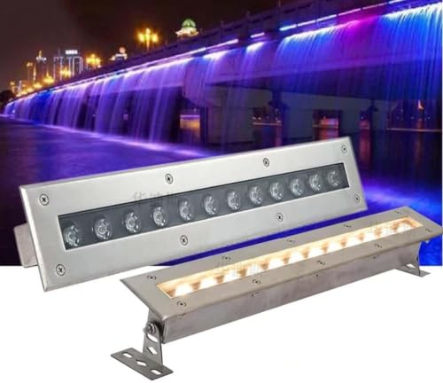 QICBYING Undervattensväggspotlights, undervattens linjära projektorer, nedsänkbara LED-lampor med låg spänning för pool, vattentät RGB-fontänlampa IP68 (vit, B-24 W (24 V))