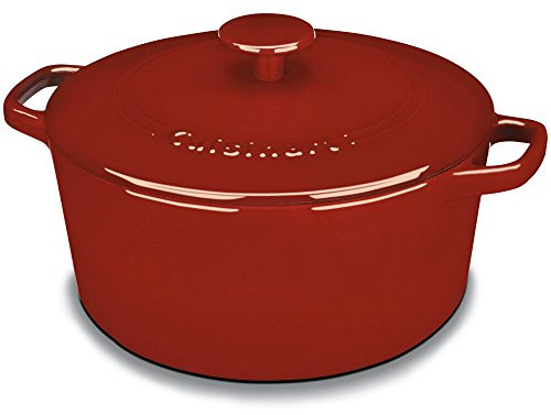 Cuisinart Chef's Classic Enameled Cast Iron Round Covered Casserole (Cardinal Red, 5- Quart)