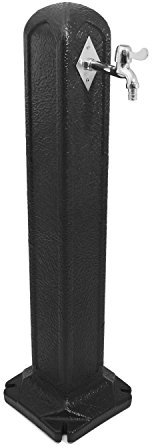 Prosperplast Grifo cilíndrico de plástico para jardín, color negro, resistente a la lluvia y a los rayos UV