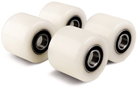 Juego de 4 rodillos de transpaleta (kit de 4, diámetro de 70 mm, ancho de 60 mm) rodillo de carga de nylon/rueda con rodamientos de bolas; orificio: 20 mm; dimensiones 70 x 60 x 20 mm; carga máxima: