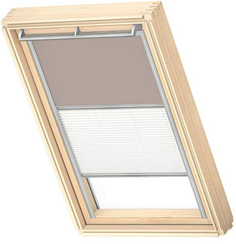 VELUX Original Dachfenster Duo Verdunkelungsrollo für SK08, Hell-Taupe, mit Grauer Führungsschiene