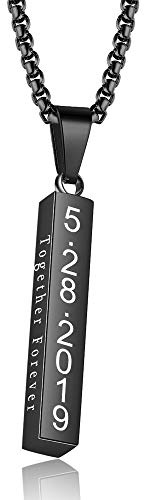 kaululu Collar Hombre Mujer Grabado Nombres Personalizada Collar con Nombre Personalizado para Pareja bff Familia Amigos Cadena Acero inoxidable de Cumpleaños Aniversario (Black #2)