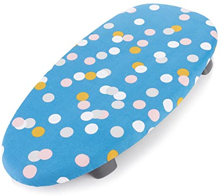 Minky Homecare Therma-Lite Table Top Ironing Board - Space Saving Small Ironing Board with Folding Feet - Lightweight and Compact Mini Iron Table, Ideal for Small Spaces - Blue Spots, 27.5 x 13.3