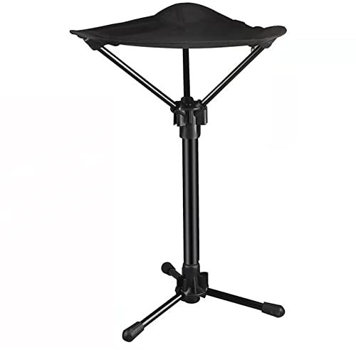 Generic Klapphocker Faltbar Dreibeinhocker Outdoor Campingstuhl für Jagd Wandern Angeln Reise Walkstool Bis 100kg Belastbar,Black2,One Size