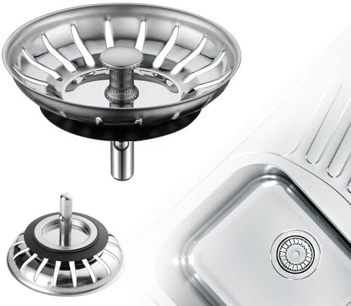 Tappo Lavello Cucina, Ø 80 mm Tappo Filtro Lavandino Cucina, Tappo Lavandino Cucina Comoda Chiusura,Tappo Cestello per Lavabo Foro Colino, Ideale Come Ricambio per Lavello (79-82 mm)