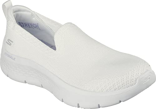 Skechers GO Walk Flex Bright Summer, Zapatillas Mujer, White Textile/Trim, 37.5 EU
