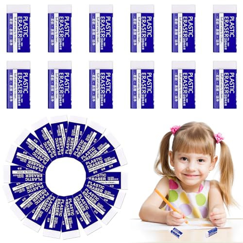 30 Pcs Gomme Durable Gomme Blanc Gomme en Plastique Gomme à Effacer 2B Gomme à Effacer Convient pour Crayons à Papier Écoles Croquis Peintures Artistes Enseignants Enfants Adultes (Grande)