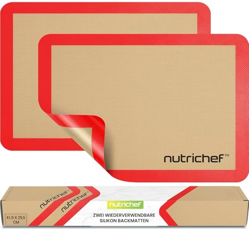 Nutrichef Tapetes de Silicona para Hornear, Libres de PFOA, Antiadherentes, Resistentes al Horno Hasta 240°C, Aptas para Congelador y Lavavajillas, Set de 2