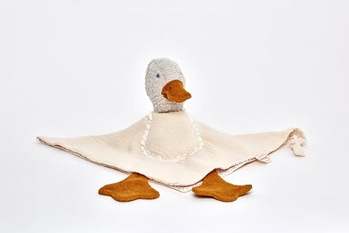 Käthe Kruse Eli Ente I Lebensfrohe Spiel- und Spaßbegleiterin für Kinder ab 0 Jahre I Waschmaschinenfestes Baumwollfrottee-Kuscheltier inkl. Musselin-Tuch