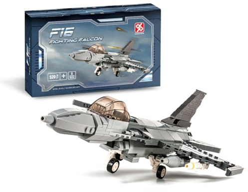 DAHONPA F-16 Fighter Falcon Jet Aircraft Building Set, 521 Pcs Military Airplane Model Kit, DIY Assembly & Educational Construction Toy Gift for Kids & Adults