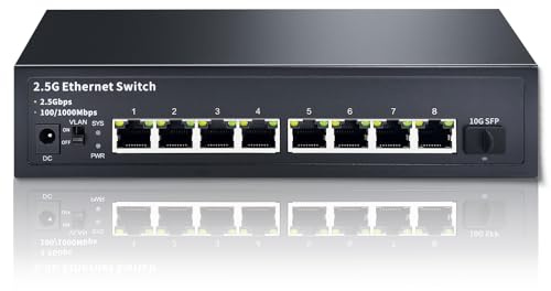 STEAMEMO 8 Port 2.5G Ethernet Switch, 4x 2.5G RJ45, 2x 10G SFP, Compatible with Desktop, Camera, Router, Printer