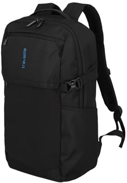 Travelite mochila de equipaje de mano, mochila para portátil de 15,6 pulgadas, mochila para el día a día fabricada en poliéster reciclado, función de acoplamiento a trolley, 48 cm, 17 litros