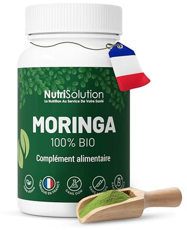 NutriSolution Moringa Kapseln 100% Bio - Superfood voller Multivitamine und Mineralien - Pulver aus Moringa Oleifera Blättern - 90 vegetarische Kapseln (1)