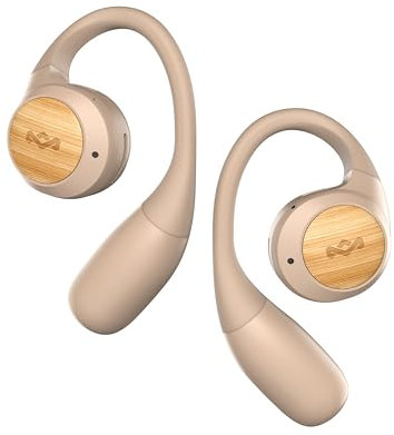 Marley House of Liberate Casque à Oreille Ouverte - Écouteurs Bluetooth Ouverts avec Micro Intégré, 20 H d'Autonomie, Boîtier de Charge USB-C, Matériaux Durables, Crème